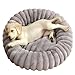 DICOCO 犬 ベッド 通年 丸型 直径40cm～90cm ふわふわ ペットベッド 洗え 滑り止め 犬猫兼用 犬 クッション 犬用ベッド 洗濯可能 オールシーズン ぐっすり眠る グレー 60cm