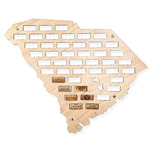 Wooden Shoe Designs South Carolina Wine Cork Map, Tan
