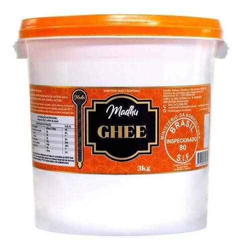 Manteiga Ghee Clarificada 3Kg Madhu Bakery
