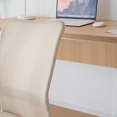 オフィスチェア メッシュ デスクチェア パソコンチェア 肘なし 疲れにくい コンパクト PCチェア OAチェア 高反発ウレタン 高さ調節 360度回転 スムーズキャスター 通気性 事務椅子 テレワーク 在宅勤務 組立簡単 耐荷重100kg (ベージュ) [4]