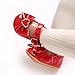 Baby Girls Dress Shoes with Bows Lightweight Comfortable Soft Soles Leather Mary Jane Ballet Flat Shoes（Red,6 Months