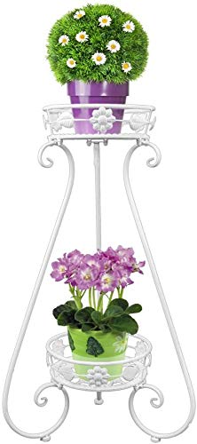 Crafter Metal Plant Pot Stand Two Layer Flower Pot Rack Shelf Hold Plant Tray for Indoor or Outdoor (Black) (B08621XG2B) Amazon Price History, Amazon Price Tracker