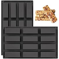 YXHZVON 2 Stück Müsliriegel Backform Silikon, 12 Mulden Rechteckige Seifenform, Antihaft-BPA frei Schokoladenform und spülmaschinenfest, 29.5 x 17 x 3cm (Schwarz)