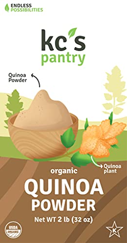 KCs Pantry Premium Organic Quinoa Flour Powder - 2 lb. Bag, 22 Servings, Organic, Non-GMO, Vegan, Gluten-Free, Keto & Paleo, Kosher, Perfect for use in Pancakes, Pizza Crusts, Breads, Baked Goods, Soup Thickener and Sauces