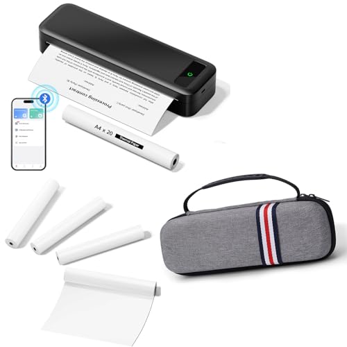 Image of TATTMUSE Bluetooth Portable Thermal Printer Black & Printer Carrying Case Grey