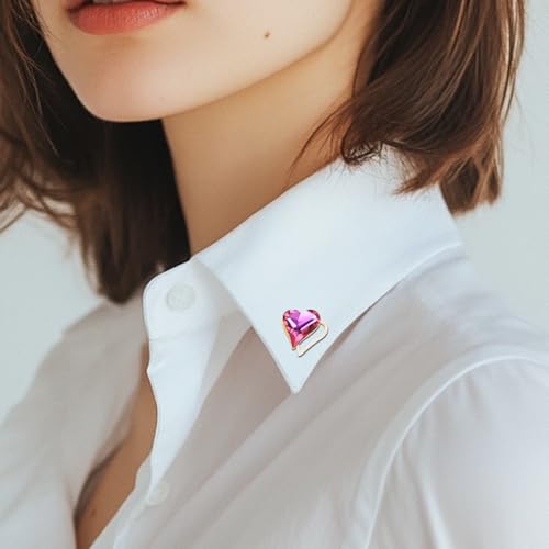 Image of Brooches For Women,14k Gold Plated Copper,Crystal Brooch,Love Brooch,Heart Brooches,Brooches Pin for Birthday, Christmas,Valentines, Wedding Parties, Anniversaries,Mother's Day