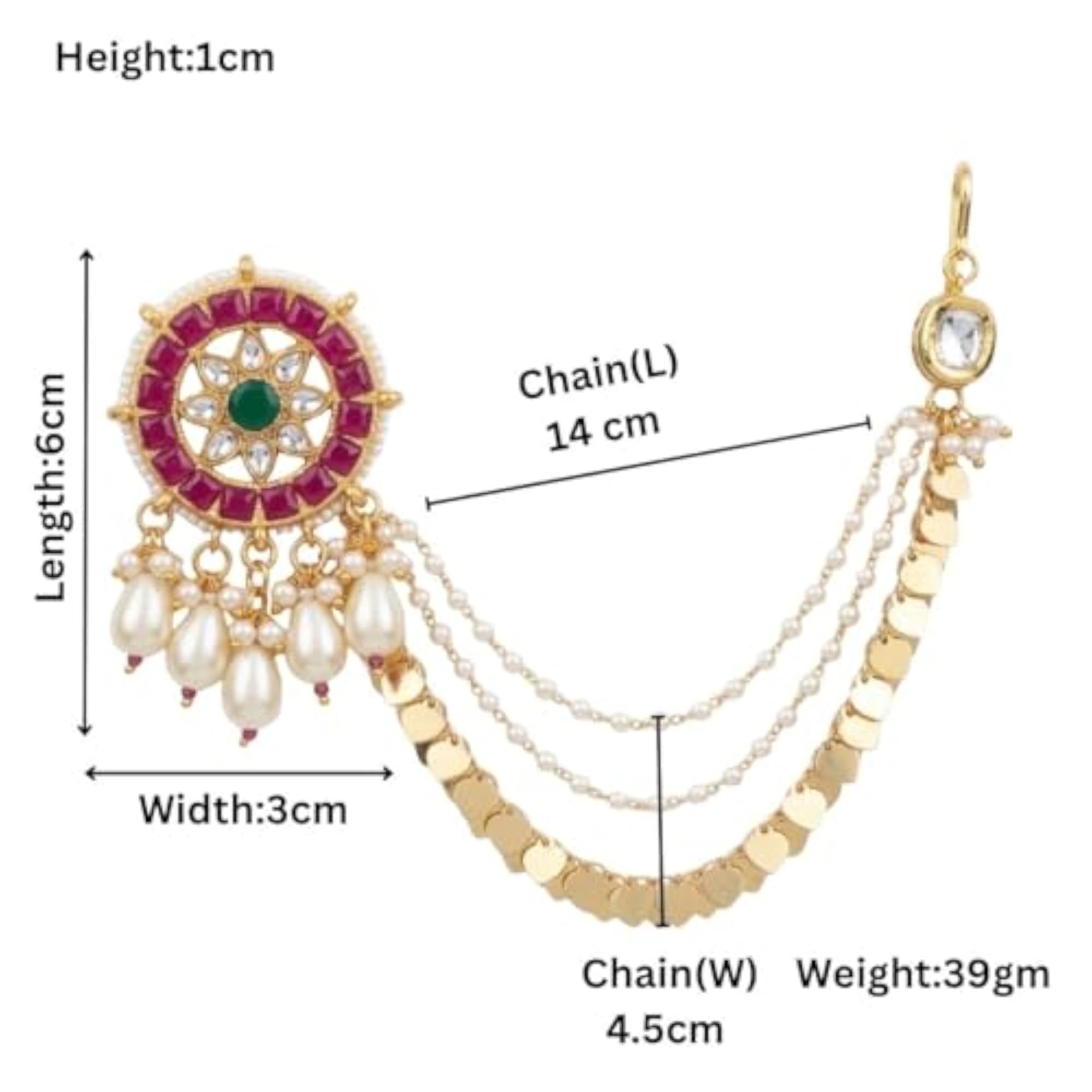 Traditional Ruby and Kundan Studded Statement Stud Earrings
