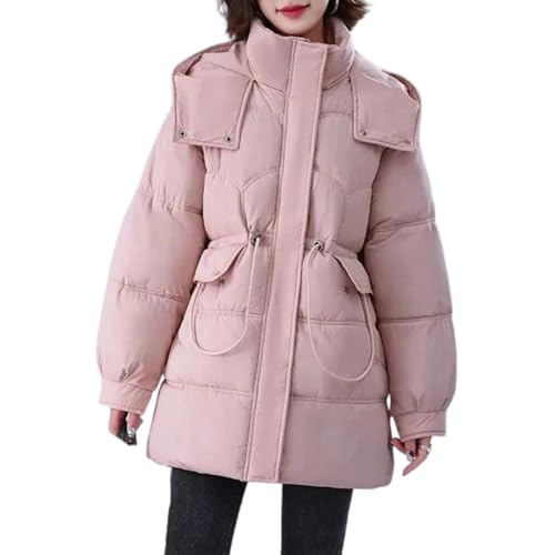 Parka cálida con capucha de media longitud para mujer, chaqueta gruesa de algodón, abrigo de invierno para mujer, Pnnrk, M