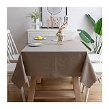 EHOMERY Tischdeckefolien Tischtuchbeschwerer Pure Farbe Tischdecke Nach Maß Bügelfrei Wachstuchmitteldecke Hellbraun Tischschutz Dekoration 140X200Cm