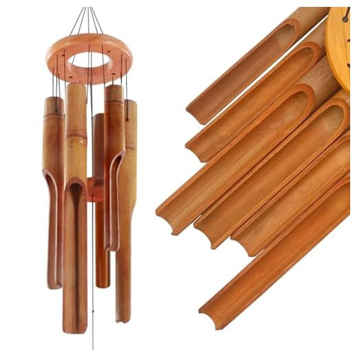 Bamboo Wind Chimes for Outside,Wooden Wind Chimes with Melody Soothing Tone,32" Classic Zen Bamboo Windchime for Porch Patio Garden or Indoor(Dark Brown)