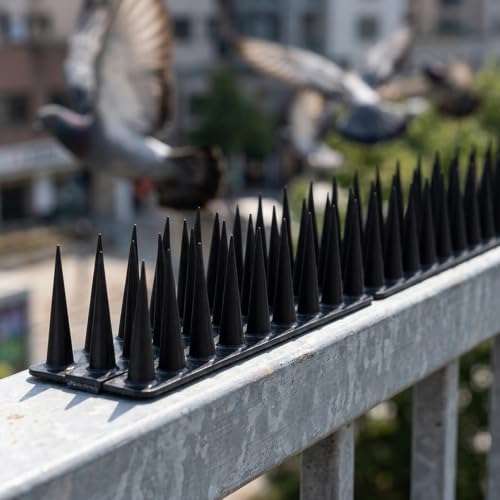 Image of PikArt Bird Spikes(Pack of 5) Anti Pigeon Spikes for Balcony, Windows, AC Units & Ledges | Humane, UV-Resistant Bird Deterrent for Home and Office Use (Black)