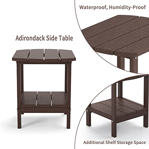 TORVA-Patio-Adirondack-Side-Table-Outdoor-End-Tables-All-Weather-Resistant-HDPE-Humidity-Proof-Long-Time-Use-for-Deck-LawnGarden-Porch-Backyard-End-TableBrown-Color2-Tier TORVA Patio Adirondack Side Table Outdoor End Tables All Weather Resistant HDPE Humidity Proof Long Time Use for Deck LawnGarden Porch Backyard End TableBrown Color2 Tier