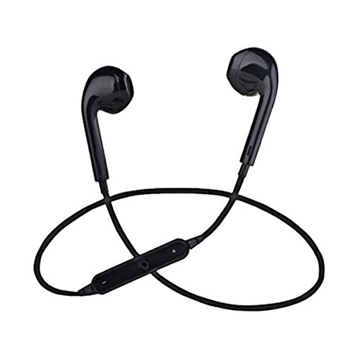 Triamisu Auriculares - S6 Mini Auriculares con Estilo Efecto de Sonido Alto Música Auriculares Deportivos inalámbricos Altavoz Micrófono Manos Libres Auricular - Negro