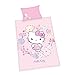 Produktbild Herding Hello Kitty Bettwäsche-Set, GOTS-zertifiziert, Kopfkissenbezug 40 x 60 cm mit Hoteleinschlag, Bettbezug 100 x 135 cm, Mit praktischem Knopfverschluss, 100% Baumwolle/Flanell
