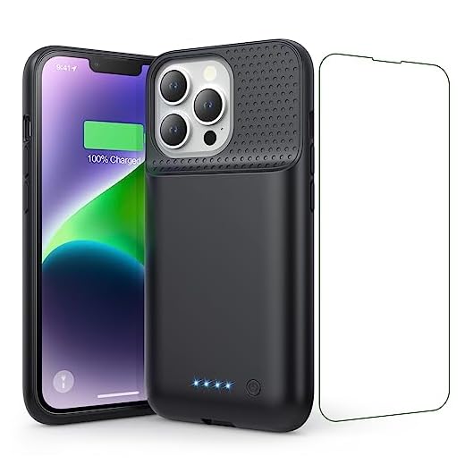Ekrist Battery Case for iPhone 13/13Pro/14 (6.1 Inch),Real 7500mAh Battery Charging Case Portable Rechargeable Protective Extended Additional Charger Case for iPhone 13/13pro/14,Black