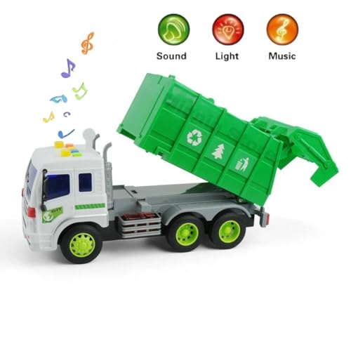 Image of City Garbage Truck Toy, Pull Back Vehicles Toy for Kids, Friction Power Toy Trucks for 3+ Years Old Boys and Girls, Light & Sound Truck Toy for Kids (Multicolor)
