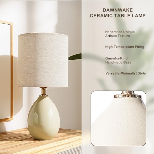 Image of Dawnwake 18.5 inch Table Lamps Set of 2 for Living Room Bedroom, Bedside Lamps for Night Stands, Desk Nightstand Lamp Dimmable, Modern Linen Cream Ceramic Lamps