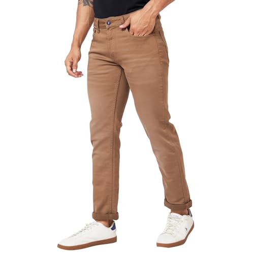 Image of Spykar Mid-Rise Regular Fit Brown Jeans for Men (Size: 34)-MDRO2BC034 Coffee Brown