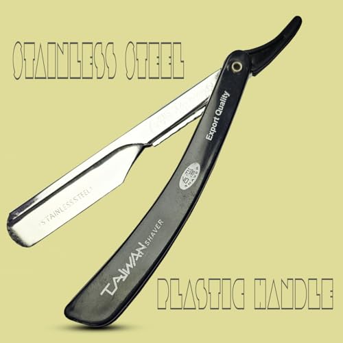 Image of Barber Shaving Razor for Men | Foldable Stainless Steel Straight Razor with Handle | Manual Beard Shaving and Trimming Razor for Barbers, Salons and Home Grooming (Black Taiwan)