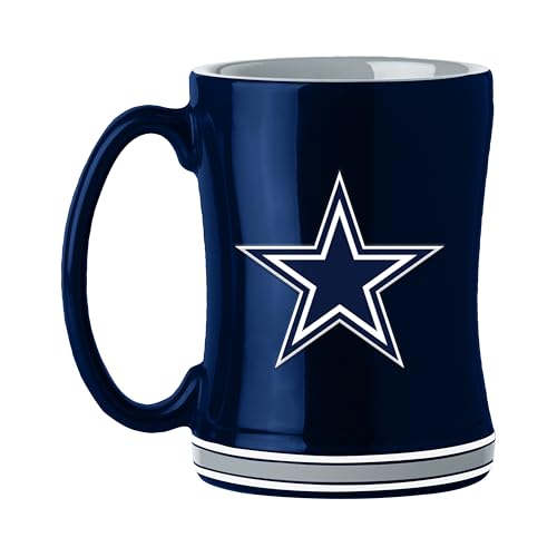 FANMATS NFL Dallas Cowboys 14 oz Relief Coffee Mug 14 Fluid Ounces | Ceramic | Sculpted 3D Logo | Team Color | Great Gift