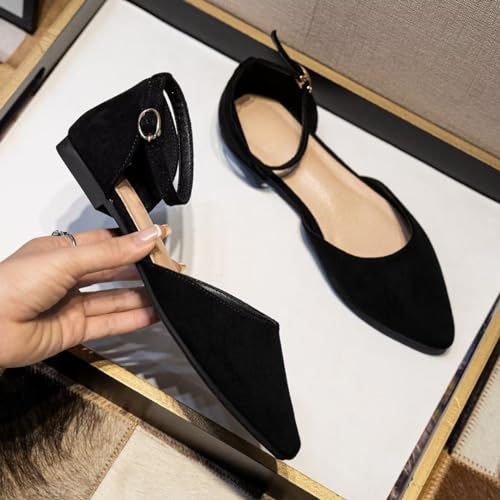 Hee grand Flats for Women Closed Pointed Toe Ankle Strap Ballet Flats Comfortable Light Weight Suede Dress Shoes Office Work Shoes2
