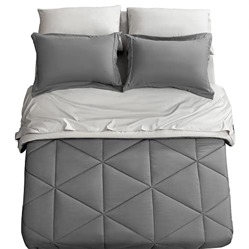 Bedelite King Size Comforter Set 7 Pieces Bed In A Bag - Soft Microfiber Reversible Grey Bed Set With Comforters, Sheets, Pillowcases & Shams, Cozy Luxury Bedding Sets For All Season #TOP5