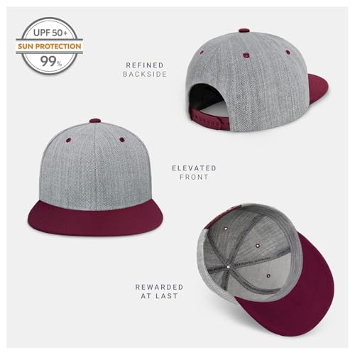 Image of CHOK.LIDS Classic Snapback Flat Bill Hat Blank Adjustable Baseball Cap | Structured high crown, flat visor, blank front for customization, adjustable snap closure, trendy everyday style