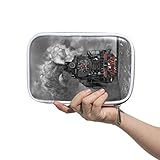 Größe: 14x22 cm Linomo Multifunktional Federmäppchen Jahrgang Zug Sowjetisch Dampf Lokomotive Reißverschluss Leder Passhülle Bleistift Beutel Klein Kosmetiktasche Makeup Tasche für Mädchen Teenager Junge Kinder