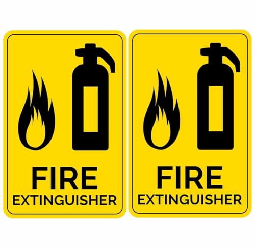 Image of GADGETS WRAP Fire Extinguisher Caution PVC Vinyl Safety Sign Sticker CV-02 (Pack of 2)