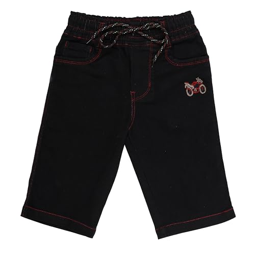Image of Boys Regular fit,Light Blue,Drawstring Elastic Waistband,Stretchable Cotton Denim, Clean Look,Casual,Below Knee Length, 3 /4 Shorts