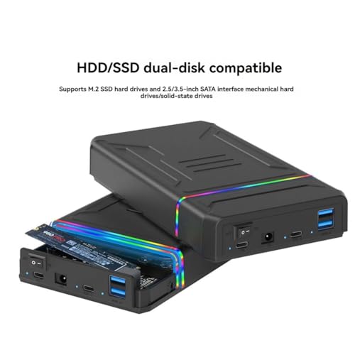 Carcasa de Disco Duro Dual USB 3.0 para HDD de 2.5 y 3.5 Pulgadas y SSD M.2 NVME con Enchufe EU 3