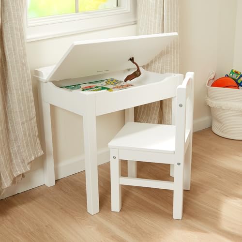 Melissa & Doug Wooden Child's Lift-Top Desk & Chair - White Play Desk and Chair Set for Toddlers and Kids Ages 3+ - image 9