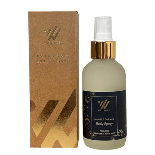 Wild Vibes Celestial Balance (Patchouli) Body &amp; Room Spray- Aromatherapy for Balance, Cleansing &amp; Meditation with Patchouli Essential Oil. Body, Room &amp; Linen Safe 4oz