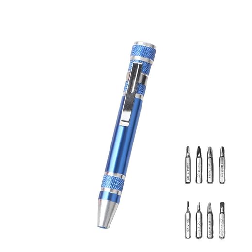 8-in-1 multi-functional screwdriver set, precision aluminum alloy screwdriver set (available in four colors: black, red, blue, and silver). (Blue)
