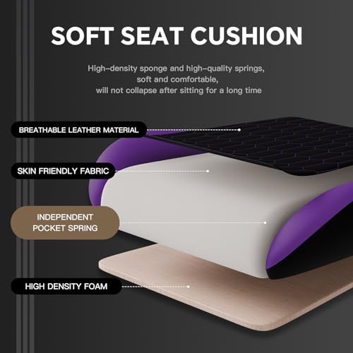 Image of Gaming Chair with Footrest, High Back Gaming Chairs PVC Leather Ergonomic Gamer Chair with Adjustable Headrest Lumbar Support Racing Style Video Gaming Chair for Office /Home (Purple)