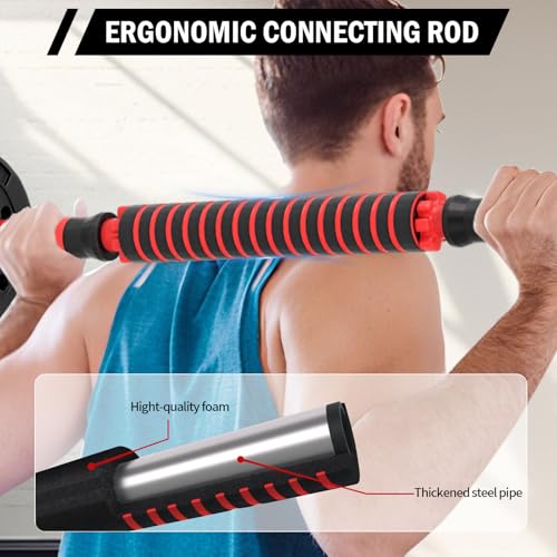 BCBIG Set di manubri corti, 2 in 1, 10/15/20/30 kg, per uomini e bilancieri regolabili, tubo di collegamento multifunzione, per allenamento di forza