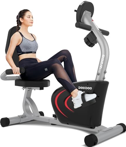 Recumbent Exercise Bike, Recumbent Stationary Bike for Home, Recumbent Bike with 400LB Weight Capacity Whisper-Quiet 16 Levels Magnetic Resistance Heart Rate Handle and Multi-Function LCD Comfortable Seat (Black)