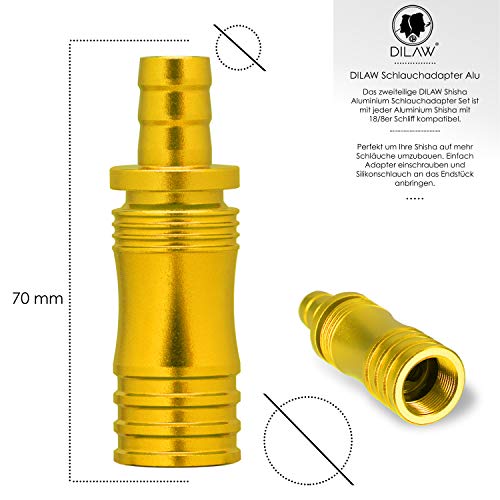 DILAW Shisha Aluminium Schlauchadapter 18/8 Schliff Set 2-teilig Universal Hookah Wasserpfeife Alu Manyak,Opal,Vatos… – Bild 5