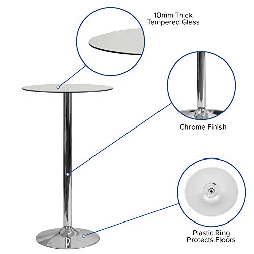 Flash Furniture Kenneth Commercial 23.5" Round Tempered Glass Table with 35.5"H Chrome Base by Flash Furniture - Used condition - Image 3