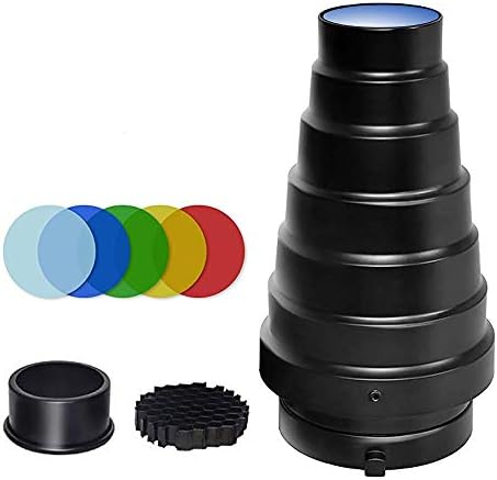 AMBITFUL Kit de Snoot Cônico de Montagem Bowens Al-18 Pro com Lente de 50 Mm, Uso de Estúdio de Luz de Modelagem de Artista de Vídeo para Luz de Vídeo Led/Luz de