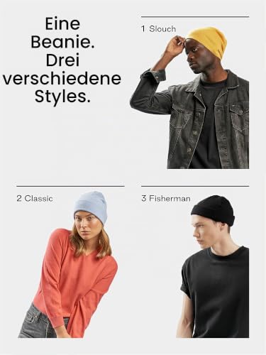 Enter the Complex Merino Wolle Herren Mütze & Damen Beanie, Warm, Dünn & Zweilagig, Schwarz – Bild 4