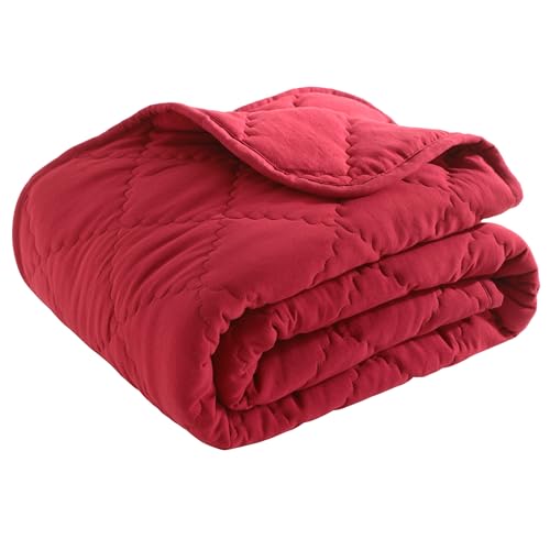 Image of BEDSUM Toddler Quilt 43x60, Microfiber Kids Quilt Toddler Bed, Red | Lightweight Soft Comfort for Toddler Beds, Daycare, Preschool Naps, Boys Girls, Machine Washable All Season Toddler Comforter