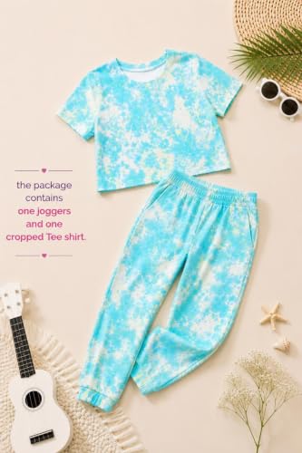 Image of Tweeny Mini Girls Kids Joggers | Tie Dye Joggers set | Track pant set | Pyajama with Crop top Combo Summer wear for Girls