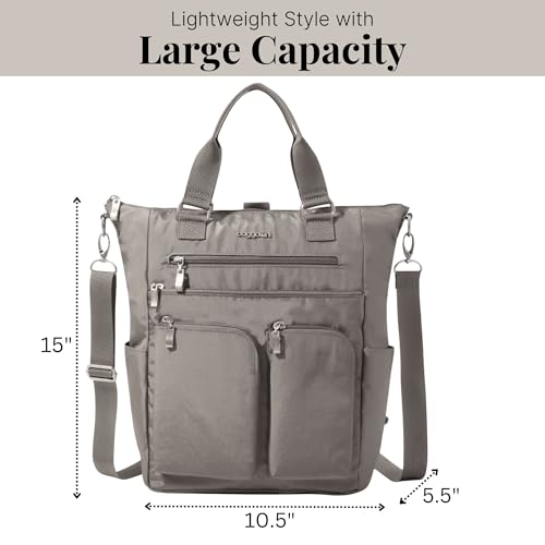 Baggallini All Set 3 in 1 Tote Backpack - 15"x10.5" Lightweight Travel Bag w/RFID Phone Wristlet3