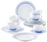 Unser blaues Geschirrset aus Porzellan mit Muster. Satz aus 6 Kaffeetassen 250 ML, 6 Untertassen 16 cm, 6 x Kuchenteller 23 cm ein klassisches Kaffeeset.