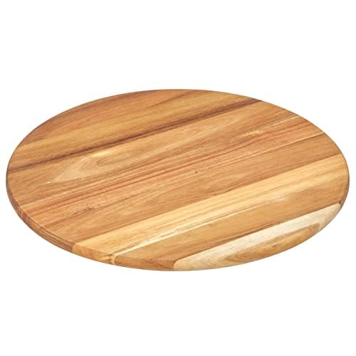 mDesign Acacia Wood Lazy Susan Turntable Spinner for Kitchen Cabinet, Pantry, Fridge, Cupboards, or Counter Organizing, Fully Rotating Organizer for Food, Spices, and Condiments, 18' Round - Natural