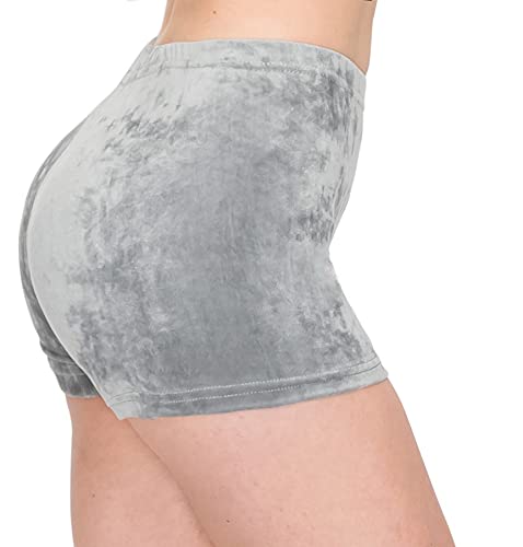Image of ALWAYS Women's Velvet Pajama Shorts - Premium Soft Fluffy Plush Sexy Lounge PJ Short Bottoms Pants Grey S