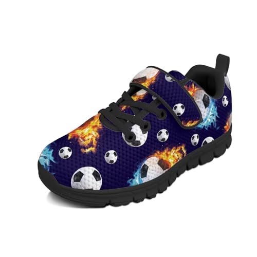 Kids Running Shoes Walking Sports Athletic Tennis Sneakers for Boys Girls Soccer Fire Pattern