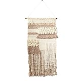 SARO LIFESTYLE Bohem Collection Fringed Woven Wall Hanging, 47' x 24', Natural