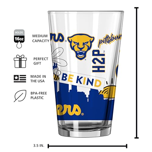 Image of Logo Brands NCAA 16 oz Pint Glass - Durable Glass With Bold Team Color- Chip-Resistant Rim Drinkware For Fans, Tailgates, Home Bars & Everyday Use